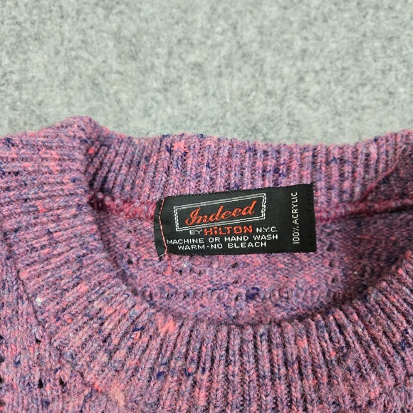 VTG Indeed Hilton Sweater Adult M Purple Geometric Flecked Textured Knit 80s 90s - Picture 2 of 10